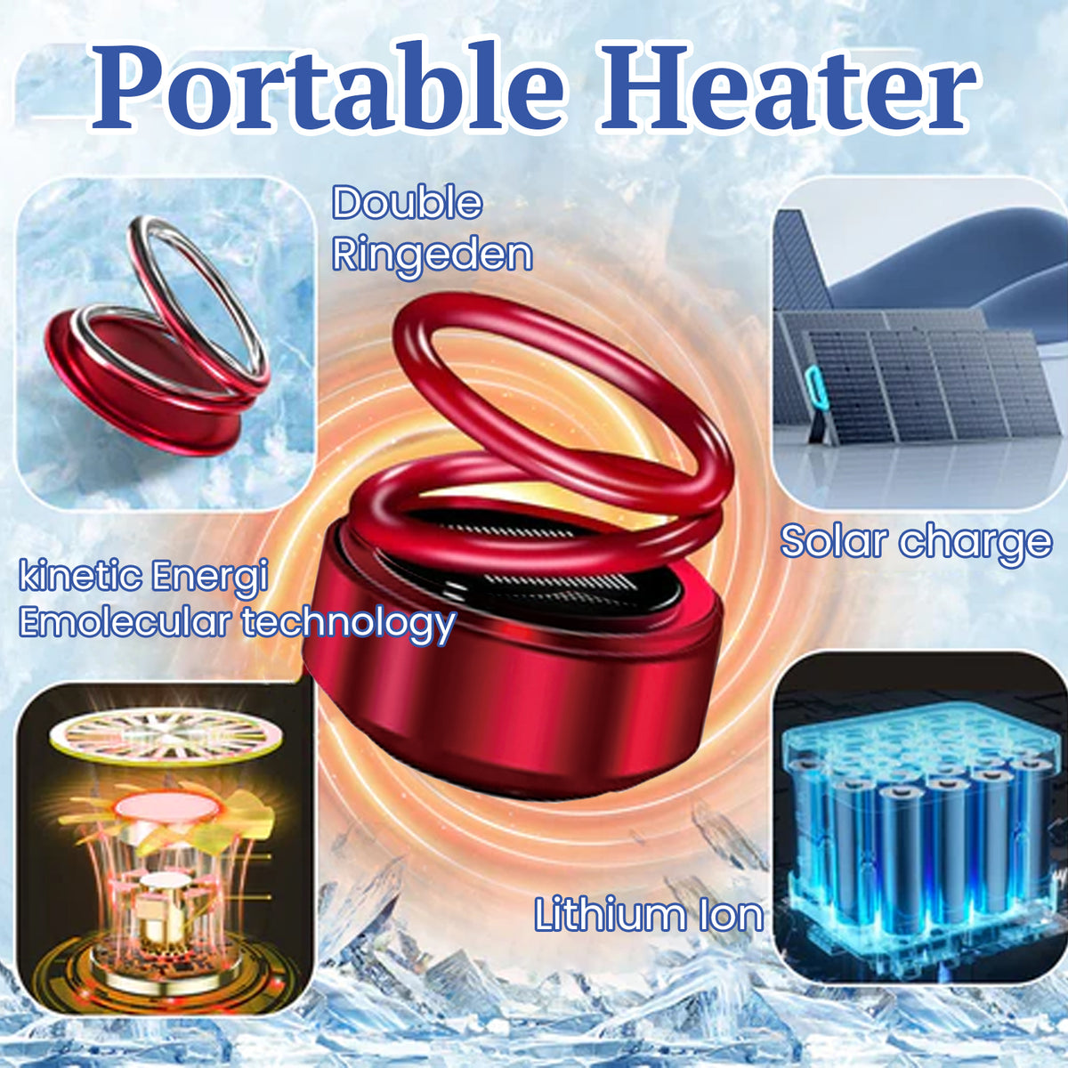 Portable Dynamic Molecular Heater, Car Window Snow, Ice And Fog Removal Convenient Heater