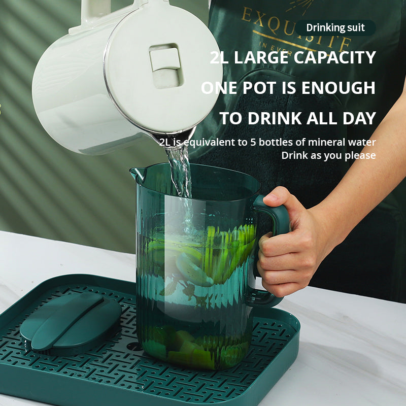 Cold Water Pot, Cup Tray Combination, Plastic Tea Pot, Fruit Tea, Transparent Cold Water Pot, Drinking Water Kit
